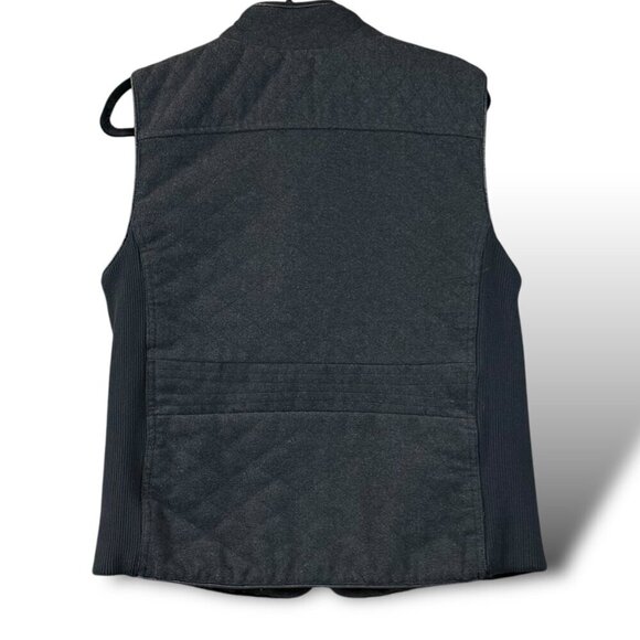 Fate Vest Womens Sz XL Black Wool Blend Quilted Full Zip Buckle Collar Rib Sides - Picture 6 of 9